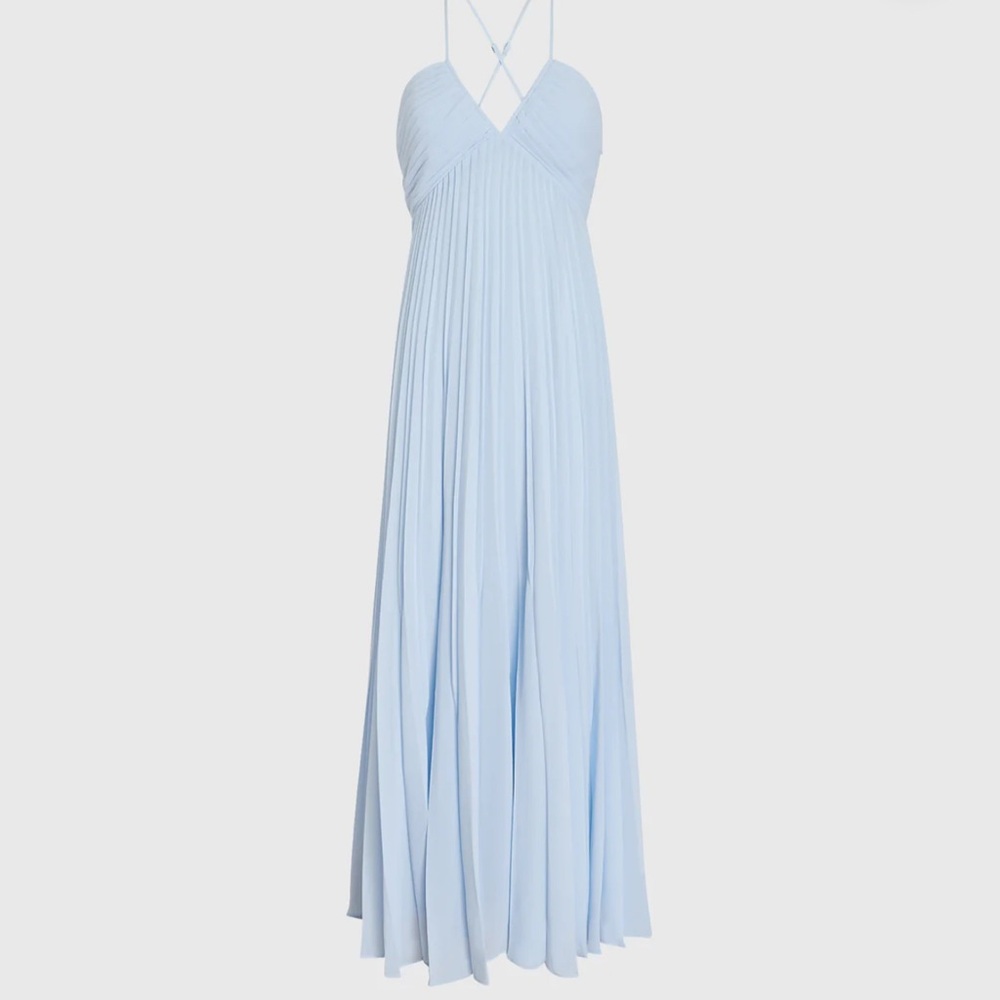 Club Monaco Blue Pleated Halter Sundress